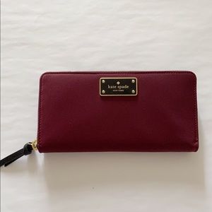 Kate Spade Burgundy Large Zip Wallet